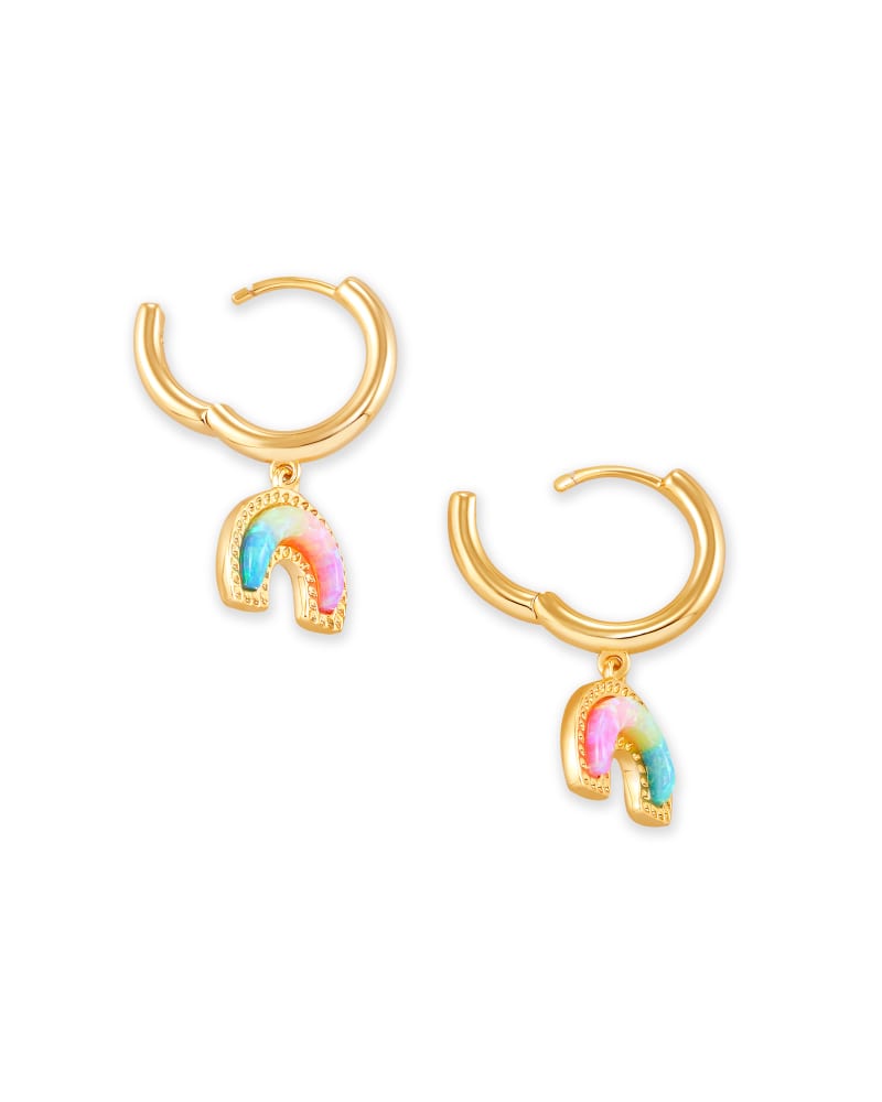 Rainbow Gold Huggie Earrings in Pastel Mix Kendra Scott